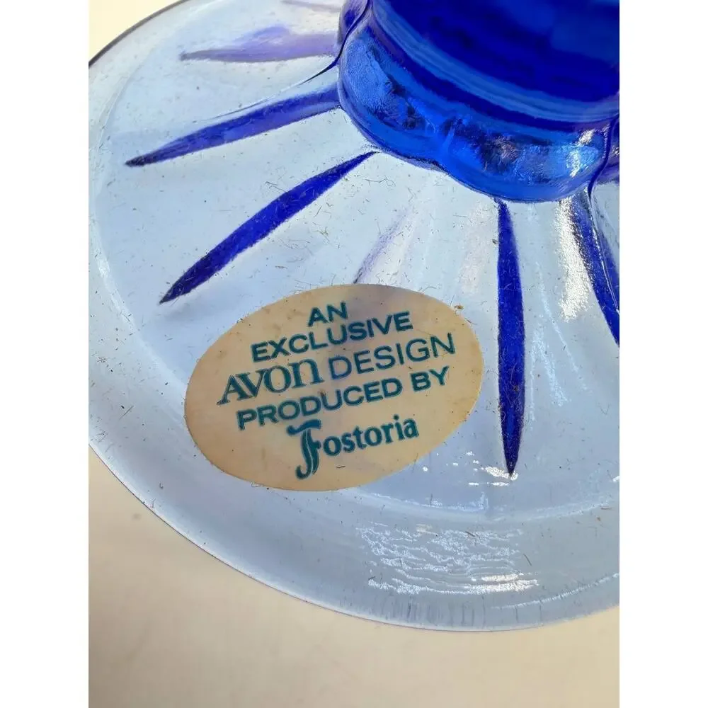 Avon Fostoria George Washington Blue Glass Goblet New Open Box 1.70 lb